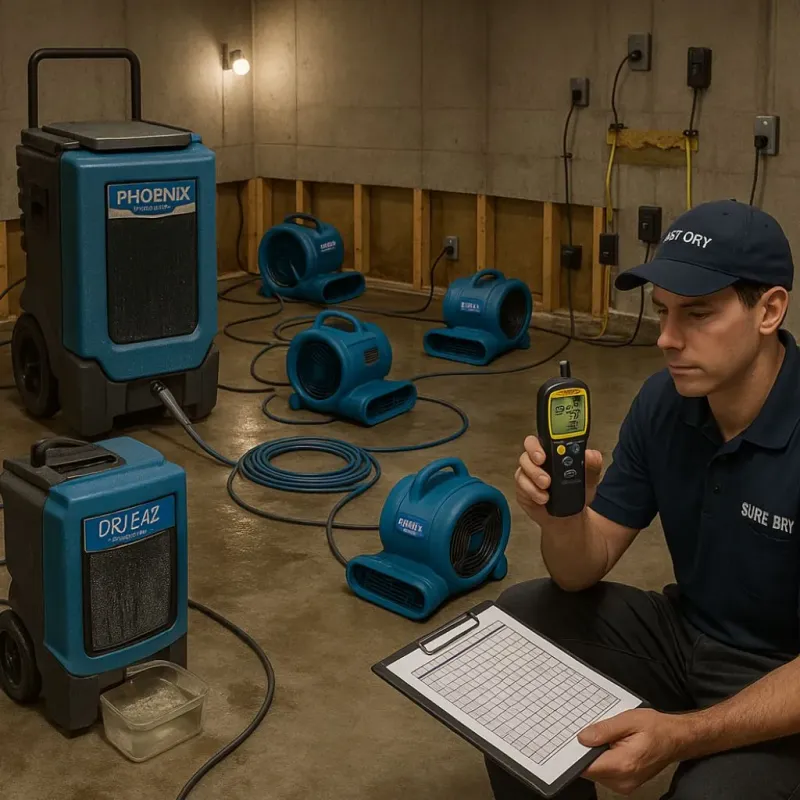Structural Drying and Dehumidification process in Springfield, MN